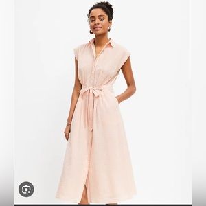 Pink Seersucker Midi Dress